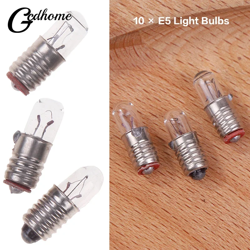 10Pcs/Lot Mini Indicator Light Bulb E5 Screw Mouth Miniature Lamp Light Bulb 6.3V 12V 24V 0.1A Small Bulb Signal Lamp Bead