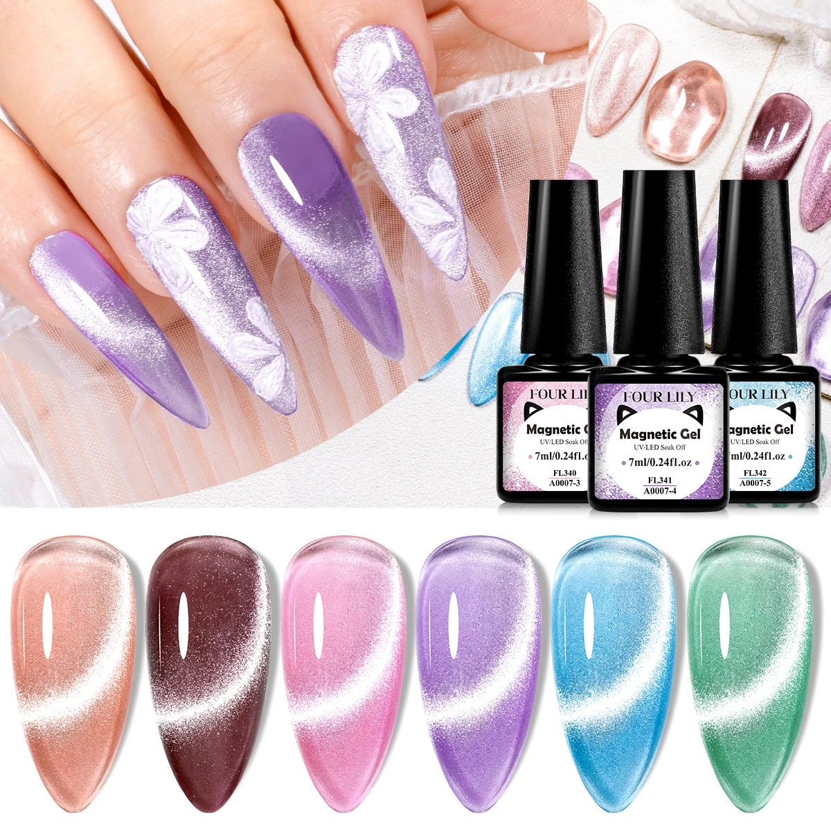 7ml Shiny Cat Magnetic Gel Nail Polish Pink Glitter Semi Permanant Soak Off UV LED Gel Varnish For Manicure DIY Nail Supplies