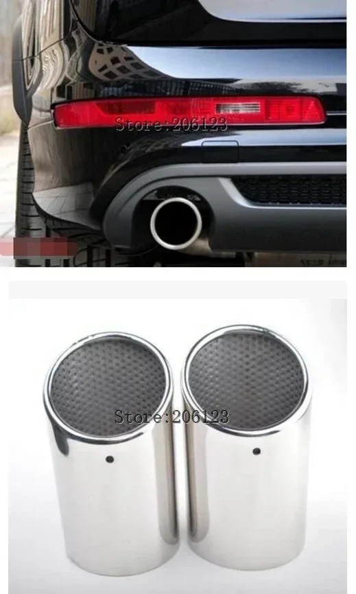 Accessories 2PCS FIT FOR AUDI Q7 2007~2013 EXHAUST MUFFLER TIP PIPE TAILPIPE FINISHER END TRIM STAINLESS STEEL