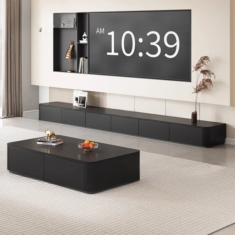 

Panel TV Cabinet Living Room Rock Coffee Table Combination Small Apartment Household Storage Floor Design Floor Standing