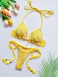 Sexy hollow fabric women's swimsuit Brazilian bikini set bikini women's swimsuit Bandeau black beachwear