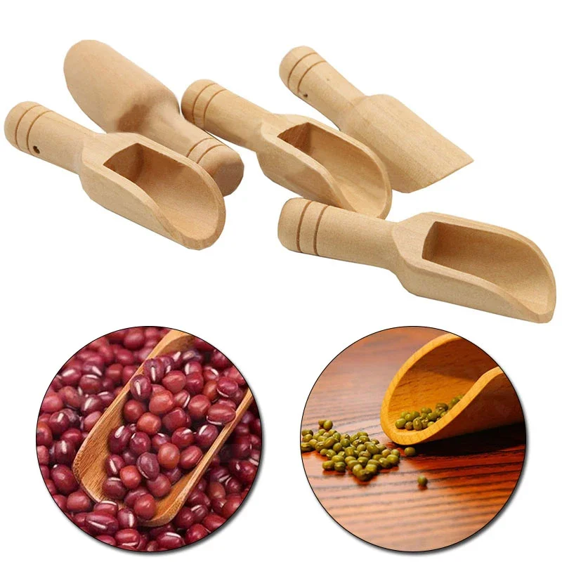 Mini Wooden Spoon Coffee Spoon Bathsalt Spoon Spa Tool Laundry Detergent Kitchen Spice Candy Flour Scoops Gift