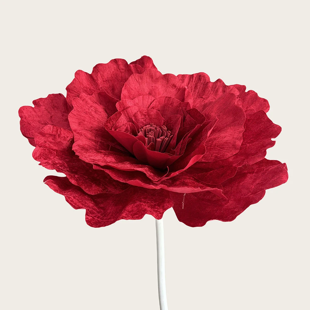 Large Artificial Velvet Peony Flower Valentine\'s Day Window Display Background Burgundy Artificial Rose Large Flower Wedding