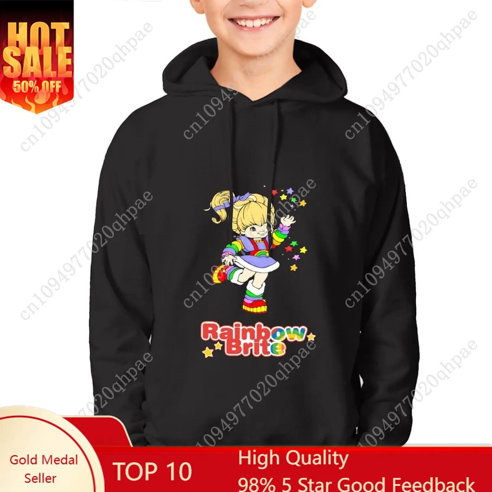 

Толстовка Brite Rainbow для мальчиков и девочек, детская хлопковая толстовка высокого качества, легкие и удобные топы на заказ, весенне-осенние топы