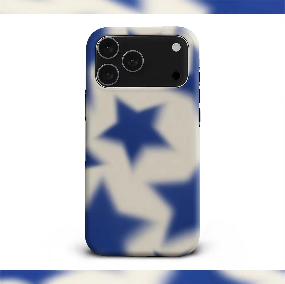 Blurred Blue Stars Phone Case for Samsung Galaxy S20 S23 S24 S25 S26 FE Plus Ultra Edge 4G 5G Luxury Double-layer Back Cover