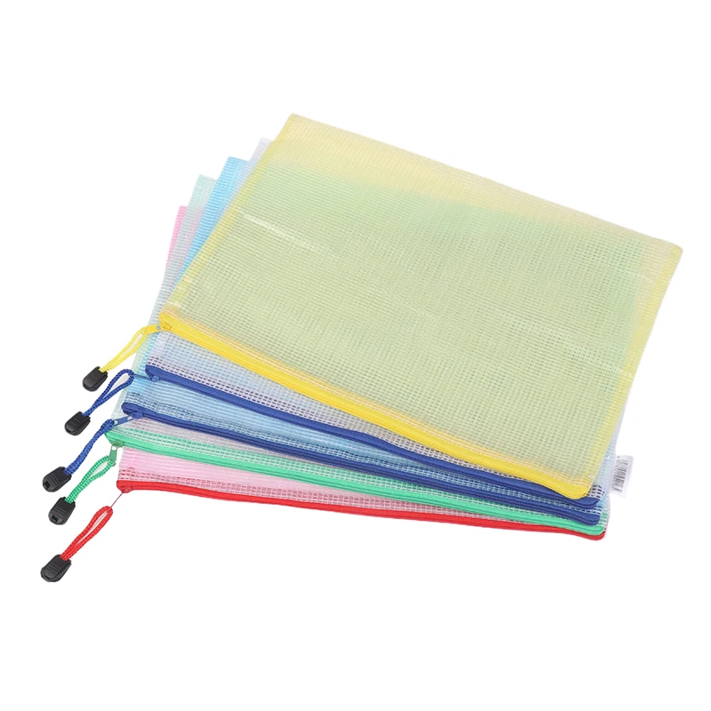 1PCS Zipper Bag For Organizing Classroom Organization Plastic Zipper Bag A4 Size Mesh Zipper Bag