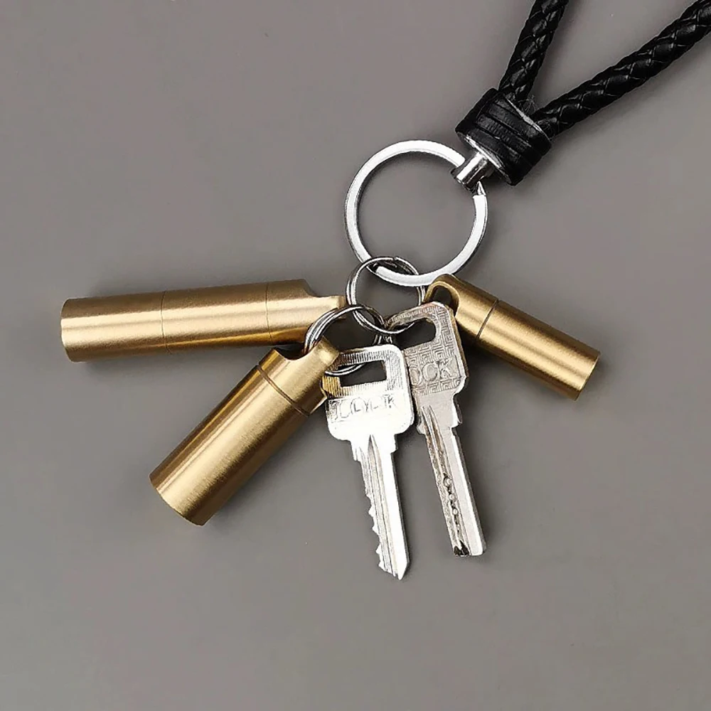 304 Stainless Steel Waterproof Mini Sealed Can Pill Portable Container Sealed Can Small Tool Parts Storage Bottle With Keychain