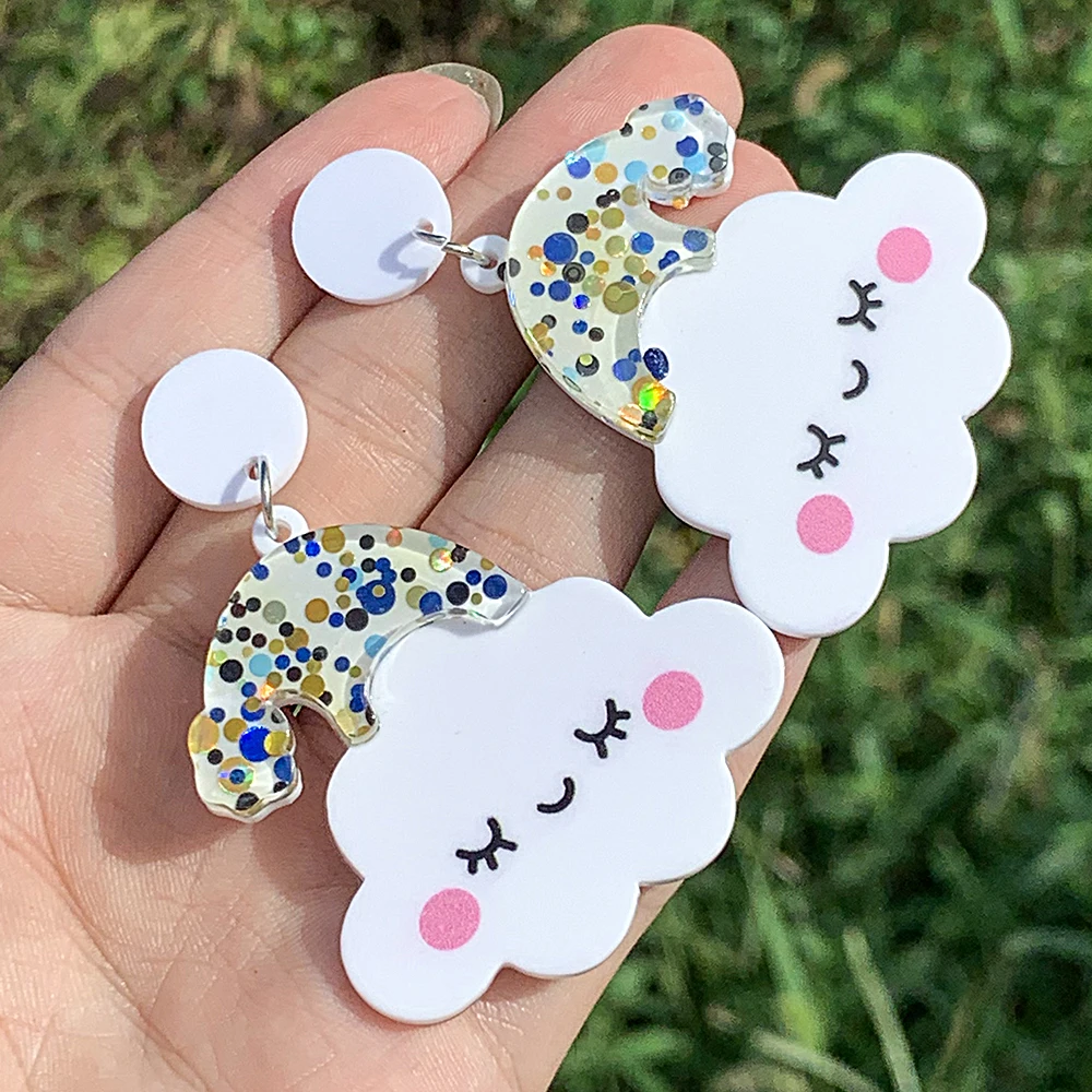Cute Cartoon Acrylic Dangle Earrings Handmade Mickey Mouse Donut Cloud Drop Earrings Decorative Jewelry Gift for Women Girls