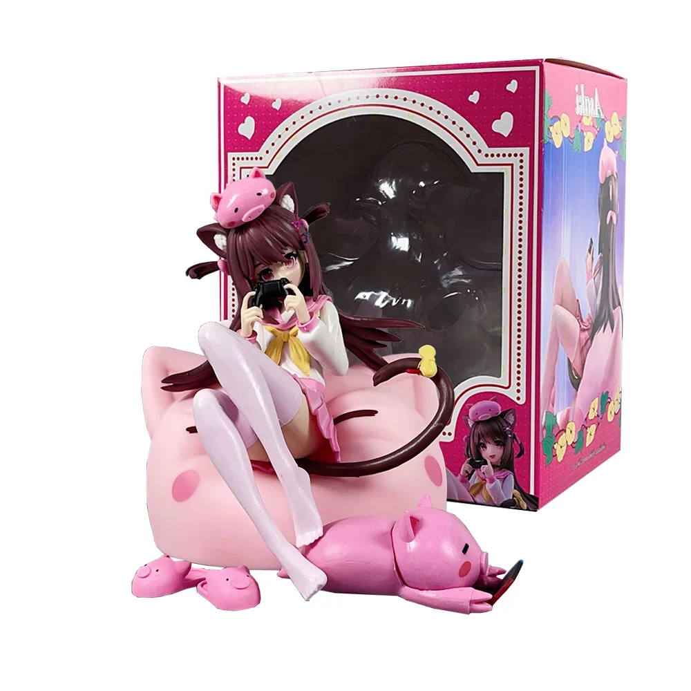 18CM Anime Sitting posture Dream Pig Girl PVC Action Figures Collection Model Doll Toys Christmas Gift box-packed