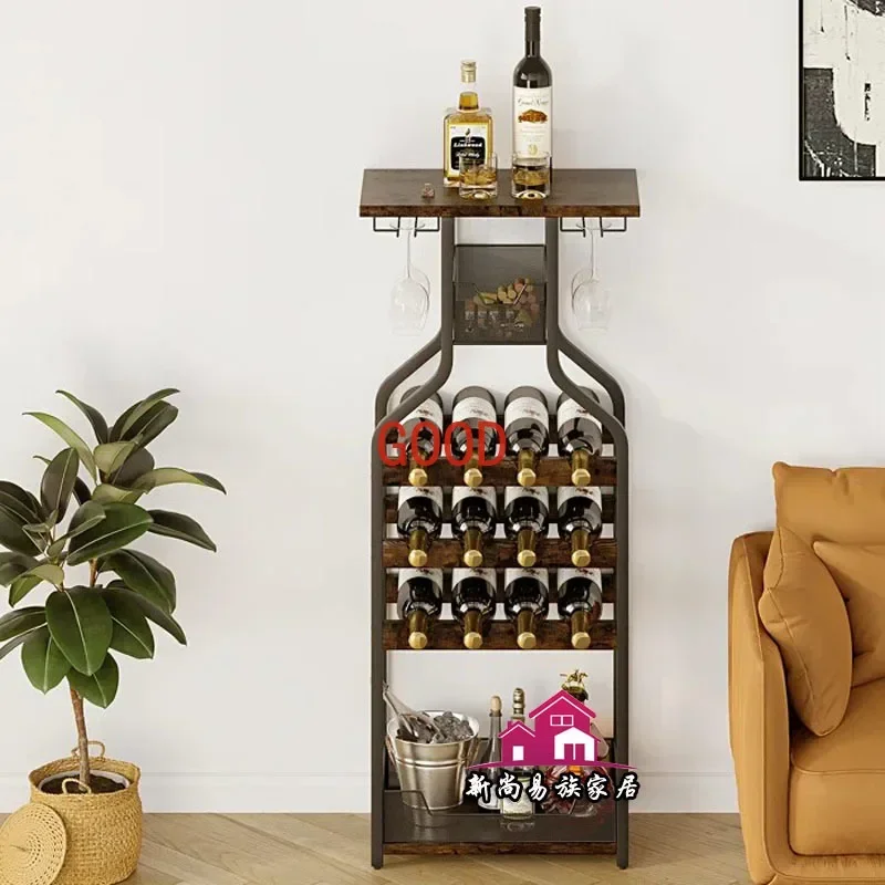 북유럽 철 와인 랙 거실 디스플레이 스탠드 와인 캐비닛 바닥 스탠딩