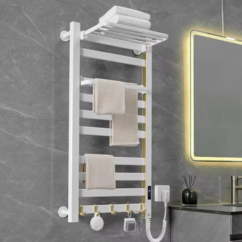 35-60 Degrees Smart Touchscreen Display Electric Heated Towel Rack Bathroom Drying Rack