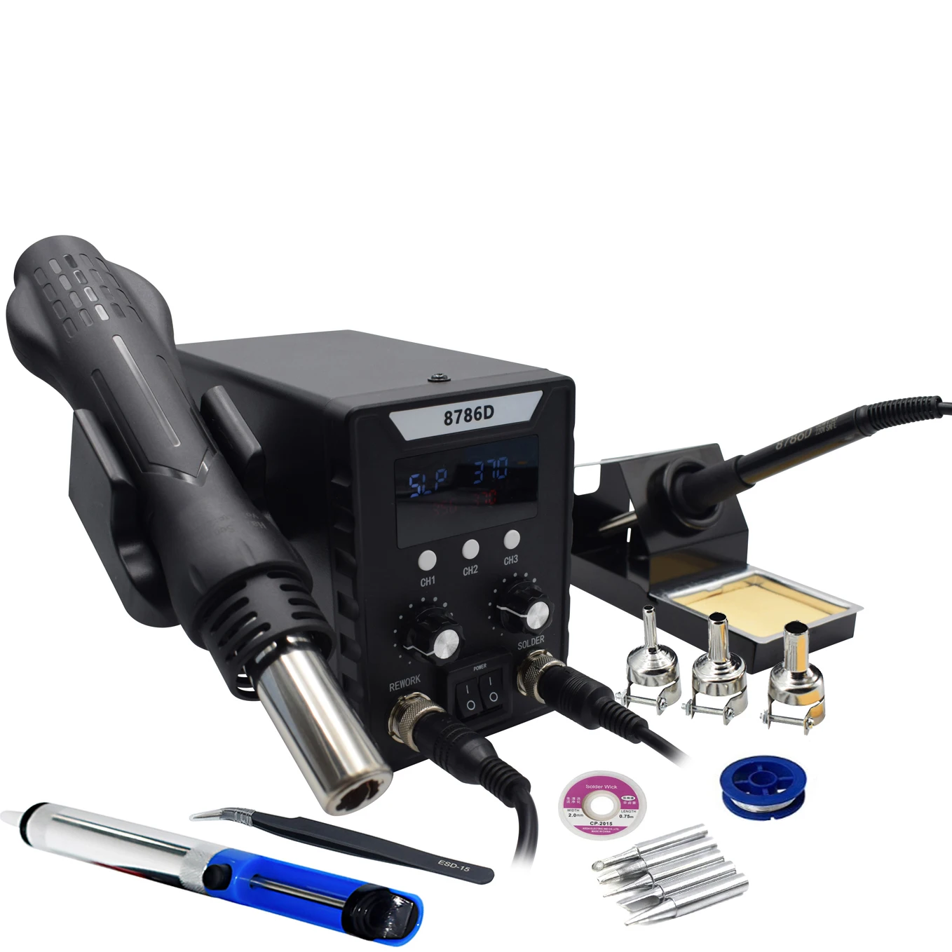 Eruntop 8786D Soldering Station Double Digital Display Electric Soldering Iron Hot Air Heat Gun Upgraded 8586D