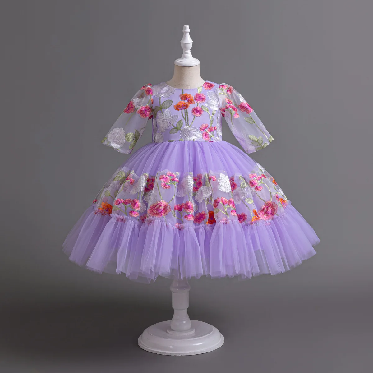 Baby birthday Party Ball Flower Girl perspective Long sleeved Flower Wedding tulle Dresses Children's Princess Tutu Dress