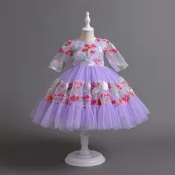 Baby birthday Party Ball Flower Girl perspective Long sleeved Flower Wedding tulle Dresses Children's Princess Tutu Dress