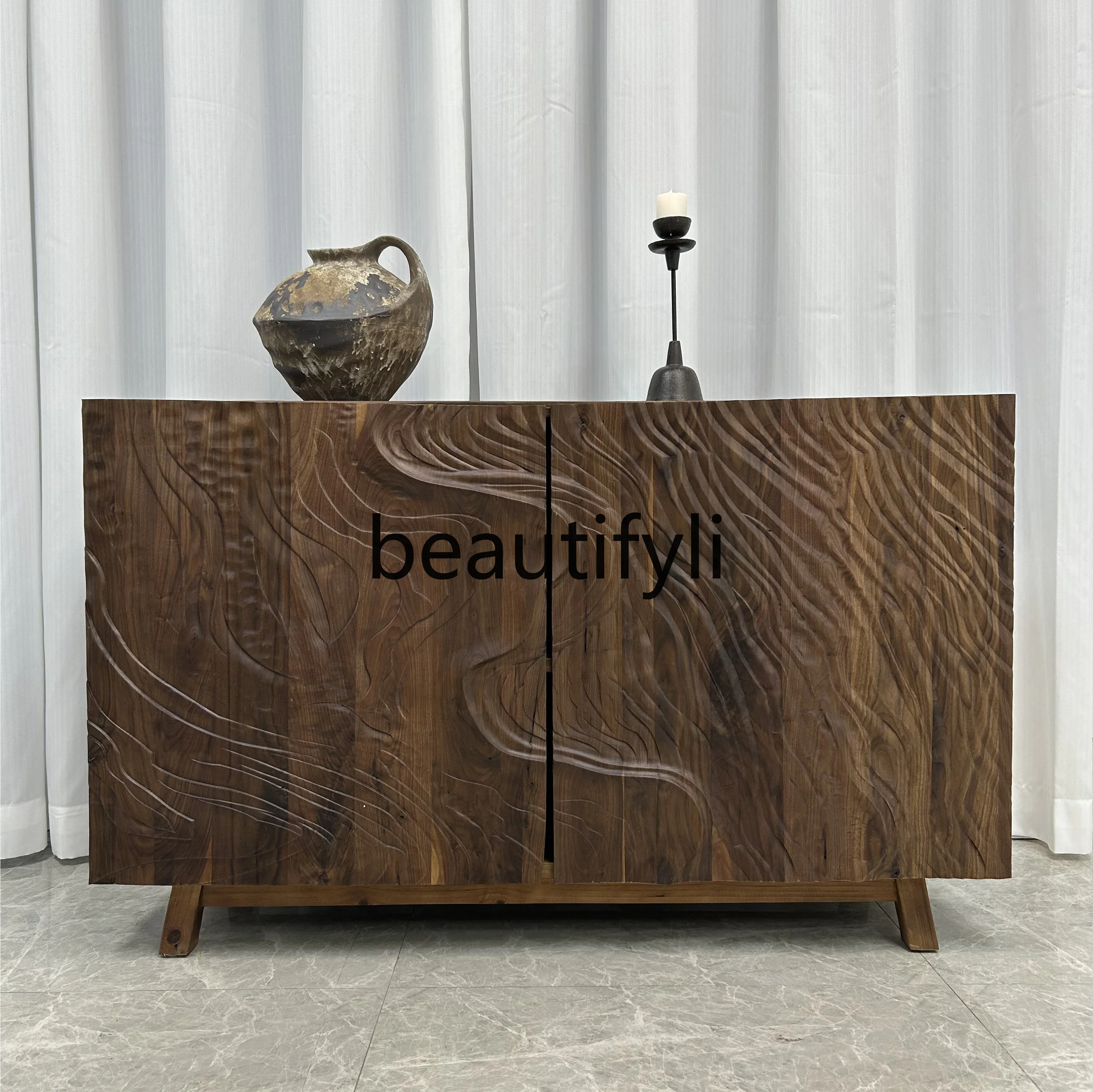 

xqqxqqWabi-sabi wind dining side, display cabinet, solid wood storage rack, homestay tea room chest, entrance locker