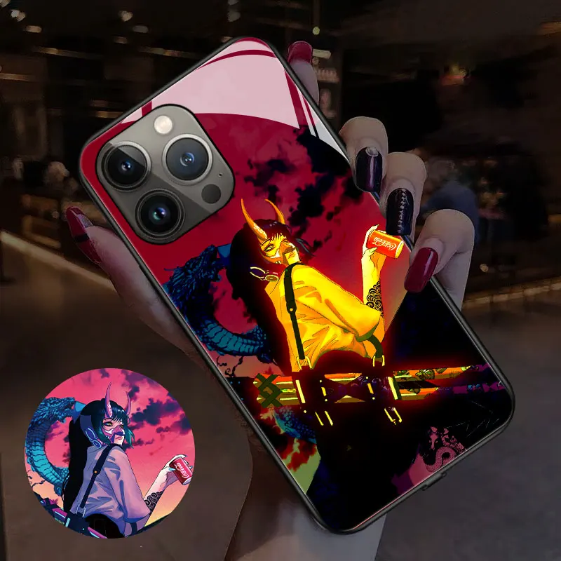 Popular Anime Dark Girls LED Light Individual Luminous Mobile Phone Case Protective Cover For Iphone 12 Pro Max Mini Shells