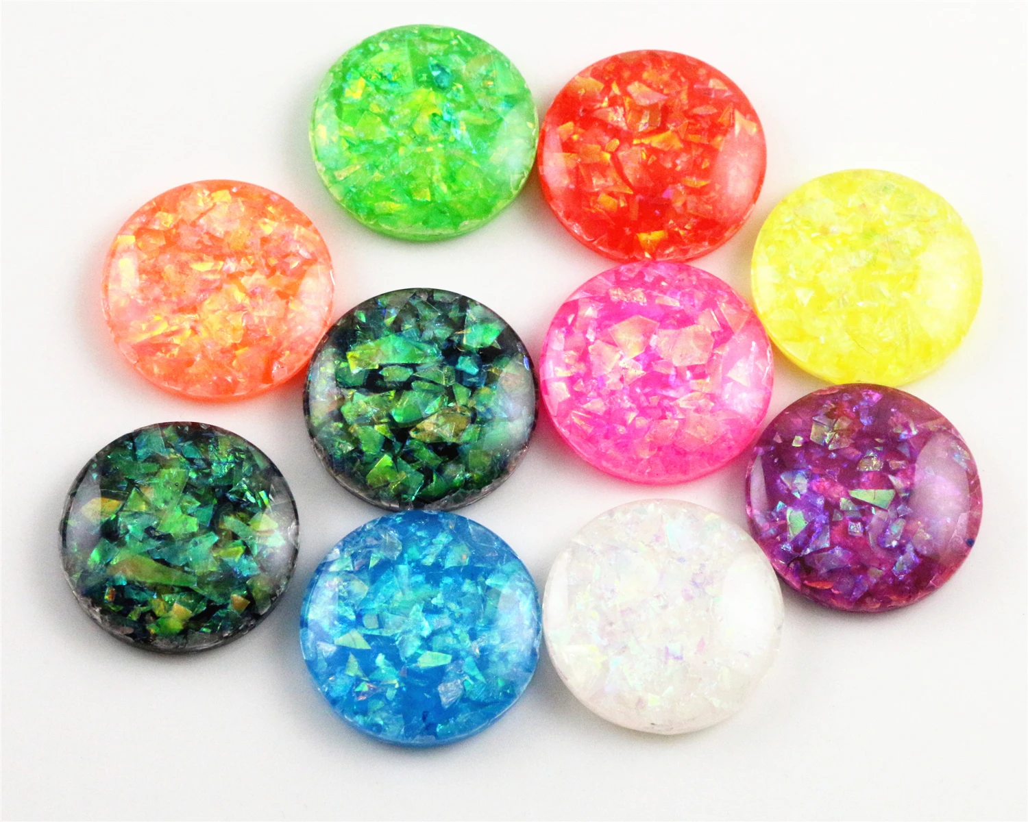 20mm 20pcs/Lot New Fashion Mix Color Built-in metal foil Flat back Resin Cabochons Cameo V7-07