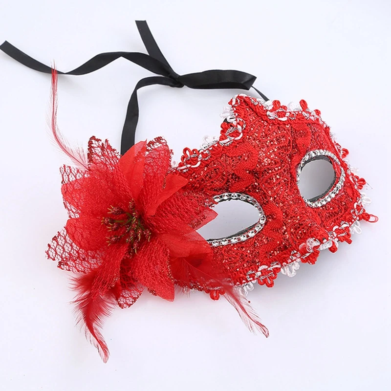 Luxury Venetian Masquerade Mask Women Girls Sexy Fox Eye Mask Half Face Lace Flower Mask For Fancy Dress Halloween Party Props