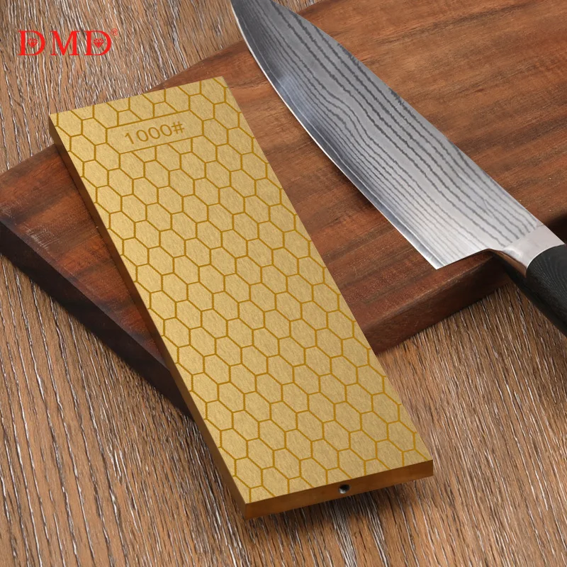 

203*69*8mm Knife Sharpener Gold Large Diamond Grinding Stone Slab Kitchen Sharpening System Double-sided Double-meshed Whetstone