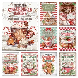 Vintage Christmas Food and Beverages Posters Hot Cocoa Gingerbread Canvas Printing Prints Wall Art Picture for Cafe Home Decor