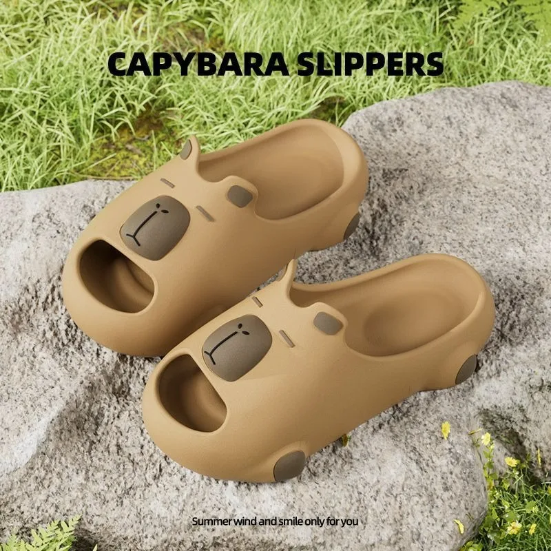 

Women Cute Cartoon Capybara Slippers Men Popular Summer EVA Sandals Couple Unisex Non-slip Home Indoor Outdoor House Shoes