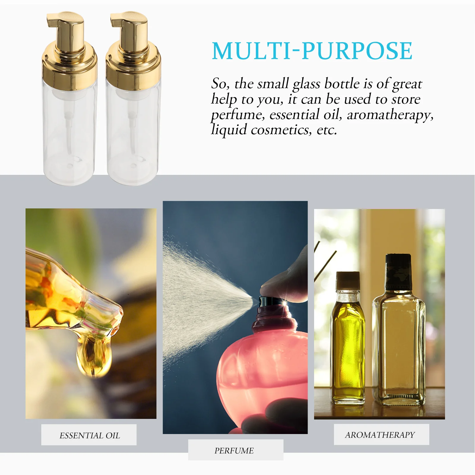 

2Pcs Matte Finish Cosmetics Bottles Refillable Pump Dispenser Bottles Travel Storage Empty Travel Cosmetics Holder