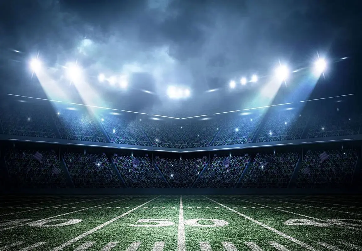 Sports Stadium Photography Backdrop Night Football Field Scene Photo Background for Customized Studio Prop Banner Decoration