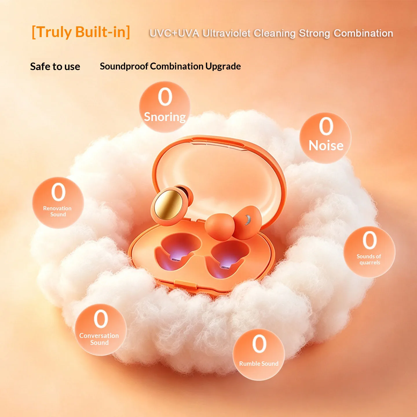 Eayburst Sleep Earplugs with UV Disinfection Box, Sponge Silicone Double Sound Insulation Noise Reduction Ear Plugs for Sleeping