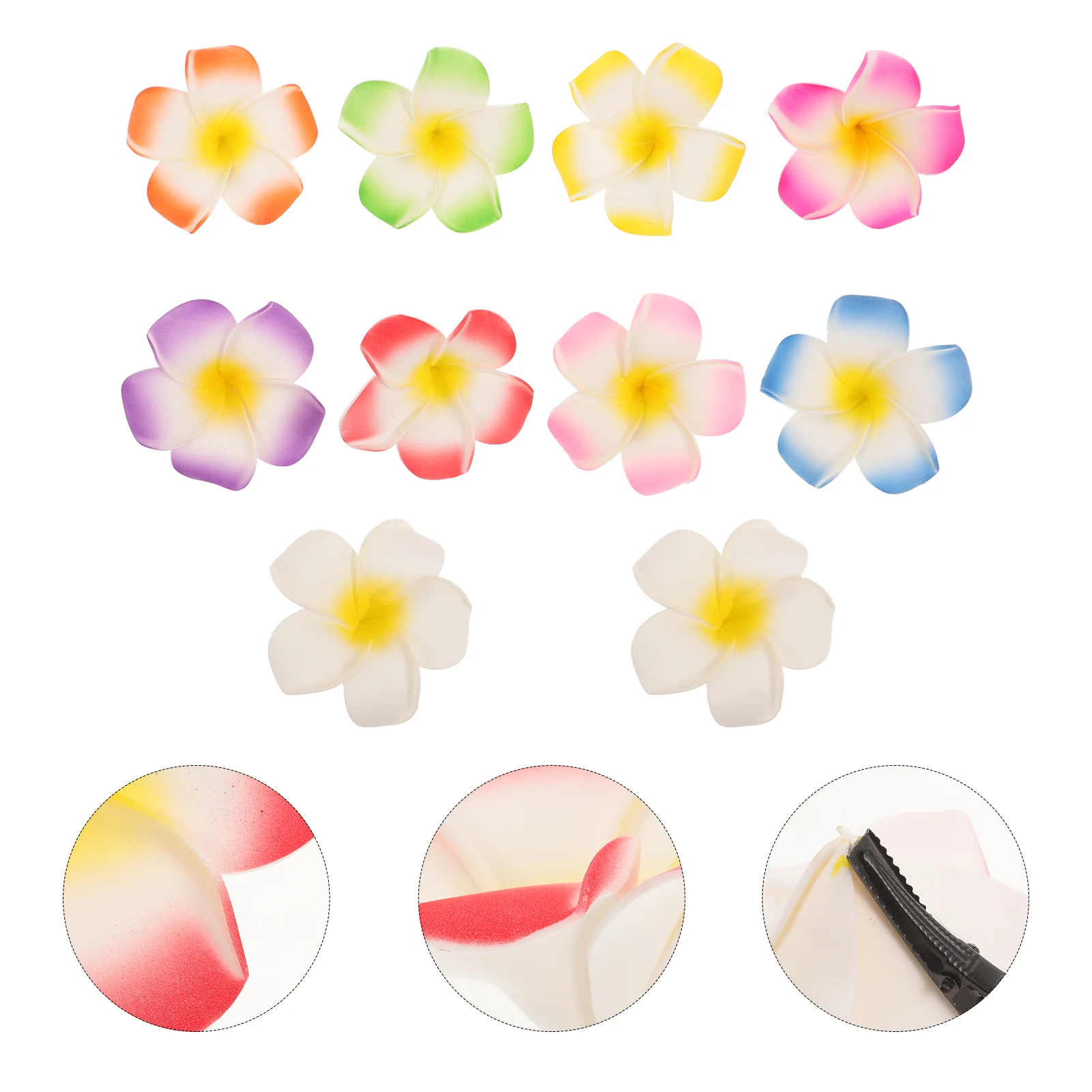 

10pcs Wommen Hawaiian Artificial Simulation Plumeria Hairpins Decorations Summer Beach Flower Hair Clips For Wedding Party