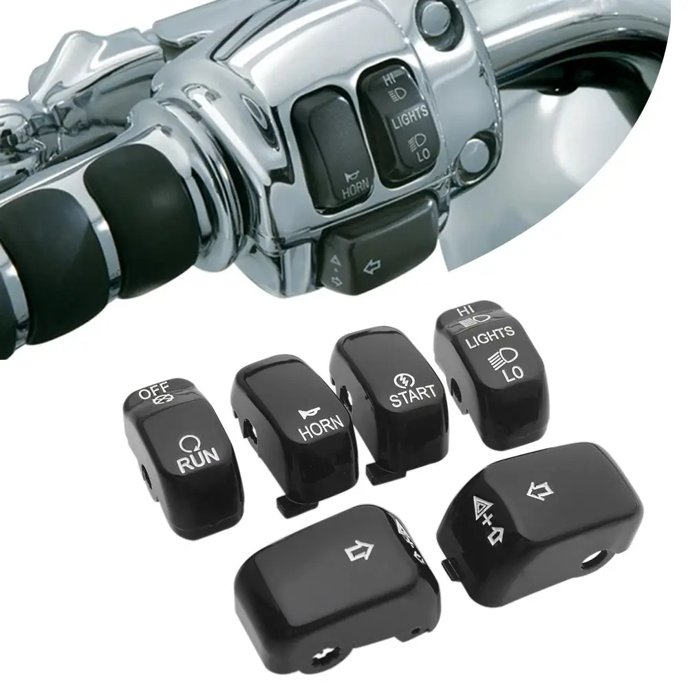 Black Hand Control Switch Caps Button Covers Kit Black Accessory For Harley Sportster 883 VRSC Softail Dyna Touring Motorcycle