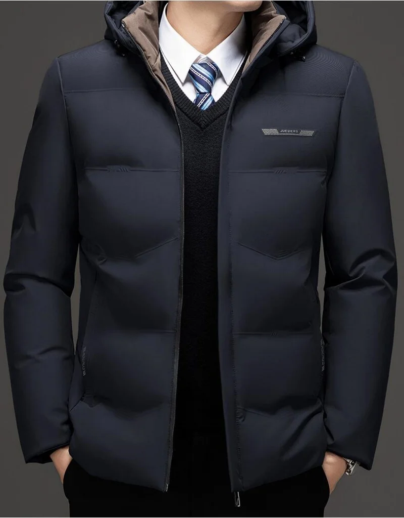 

2025 Высококачественные толстые теплые парки с капюшоном, мужские свободные повседневные зимние пальто с капюшоном, мужские деловые зимние мужские пуховики