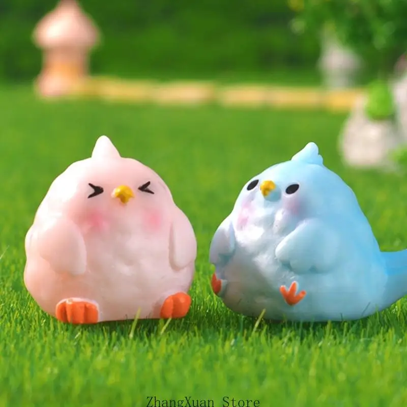 3XUF 6Pcs Parrot Garden Decors Resins Sculpture For Tabletop Potted Plant Display