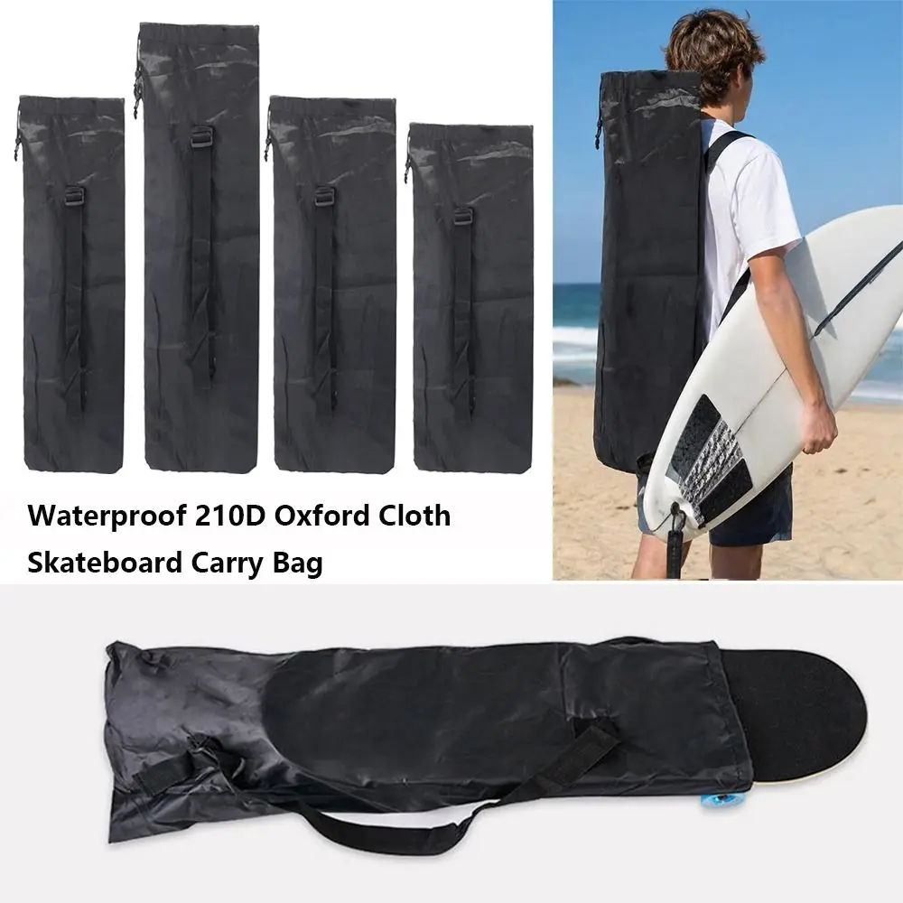 Waterproof Skateboard Carry Bag Adjustable Black/Pink/Blue Four Wheeled Skateboard Bag 210D Oxford Cloth