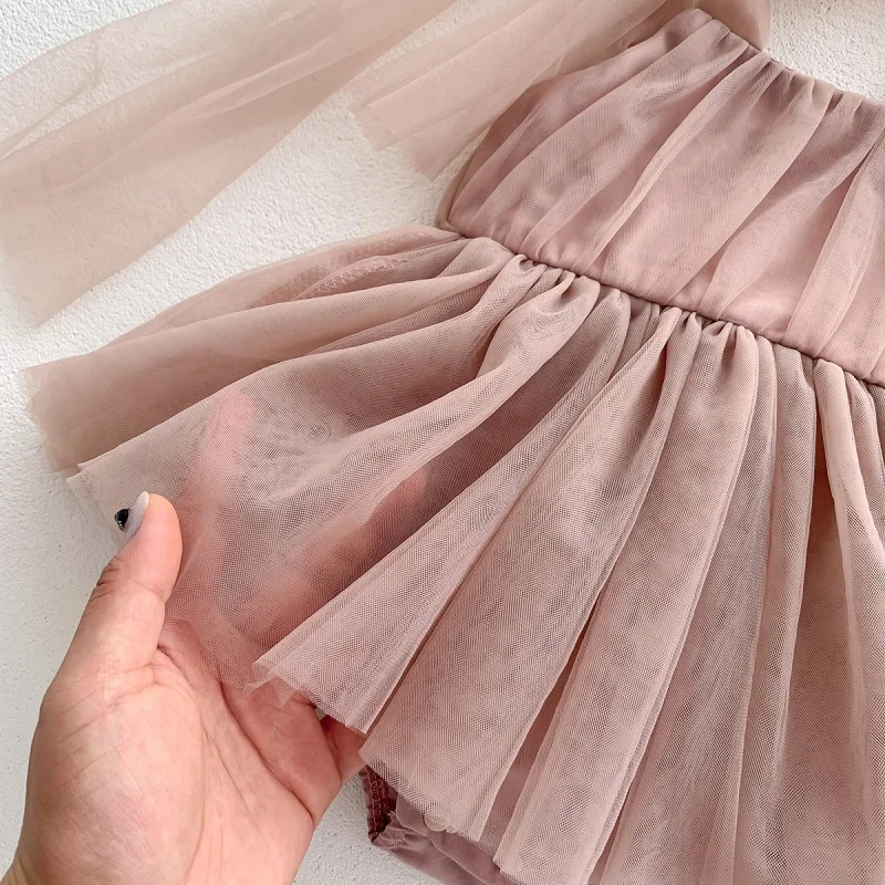 Sommerkleid für Babys von 0-2 Jahren, Neues Neugeborenen-Jubiläums-Geburtstags-Party-Mädchen-Prinzessinnenkleid, Ärmelloses Netz-Stramplerkleid – Detail 22