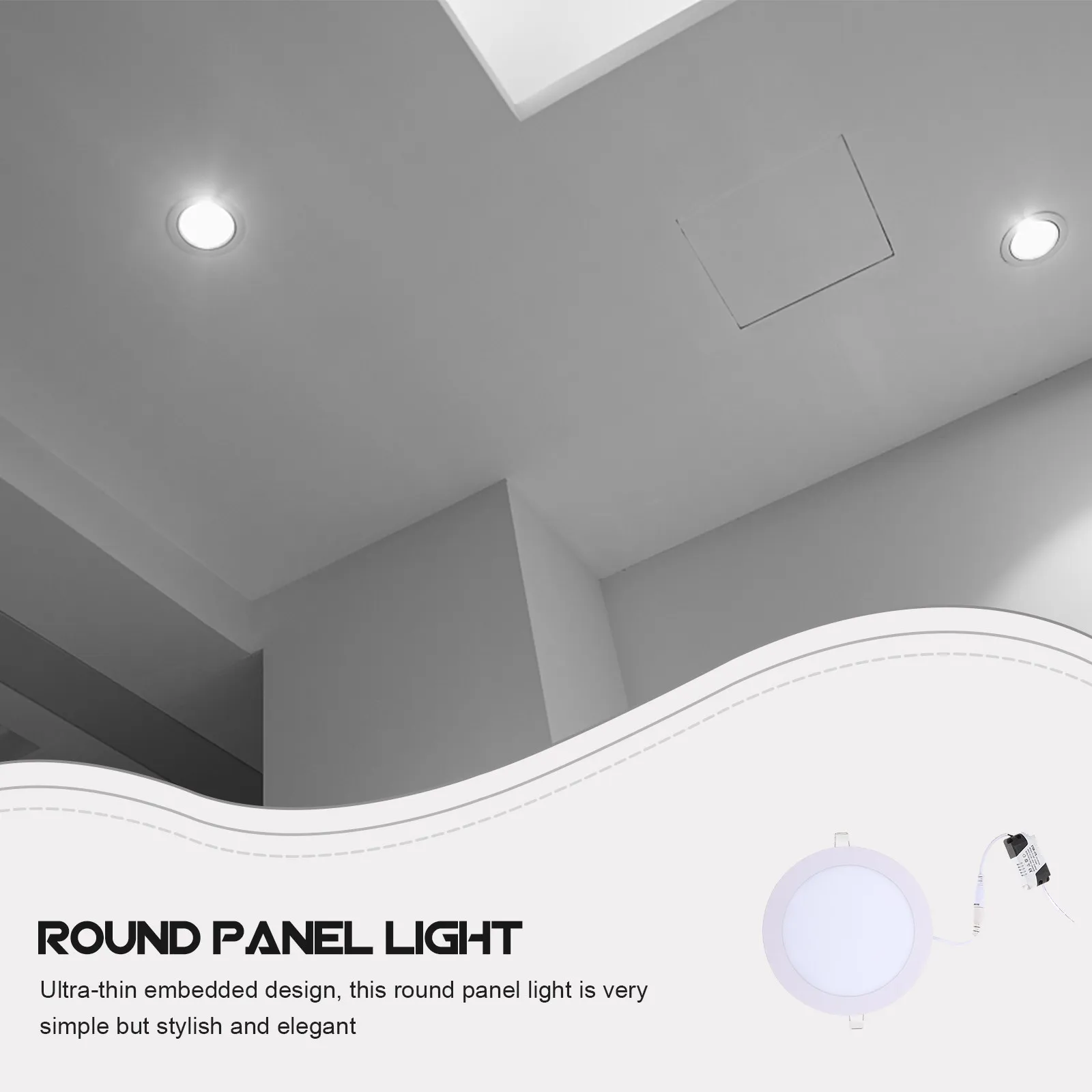 Slim Embedded Round LED Ceiling Downlight Recessed Panel Light for Shower Bathroom Home Decor Dimming Light with Remote Control