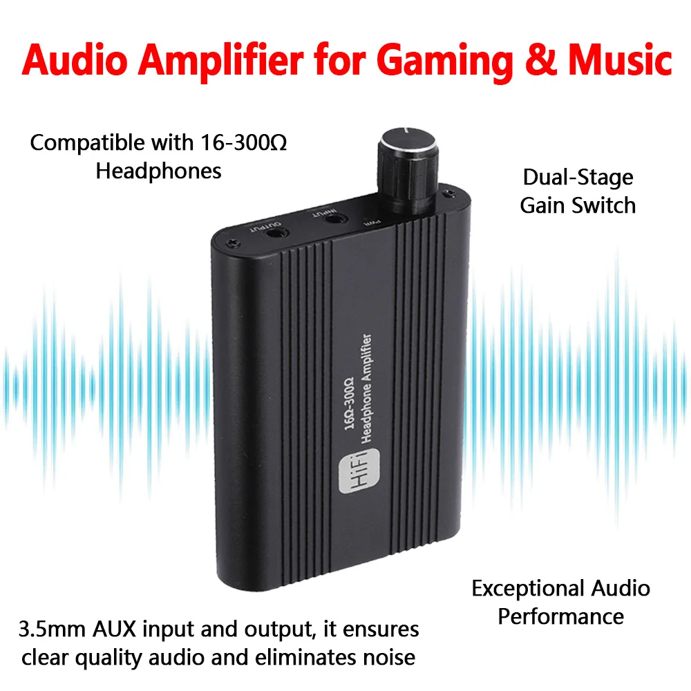 

Powerful 1000mAh Portable Headphone Amp with Adjustable Volume - Enhance Your Audio Experience on the Go