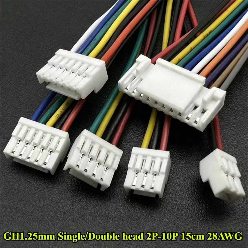 GHR-02/03/04/05/06/07/08/09/10V-S Single/Double Head GH 1.25MM Pitch 2/3/4/5/6/7/8/9/10 Pin Terminal Cable 15CM 28AWG Connectors