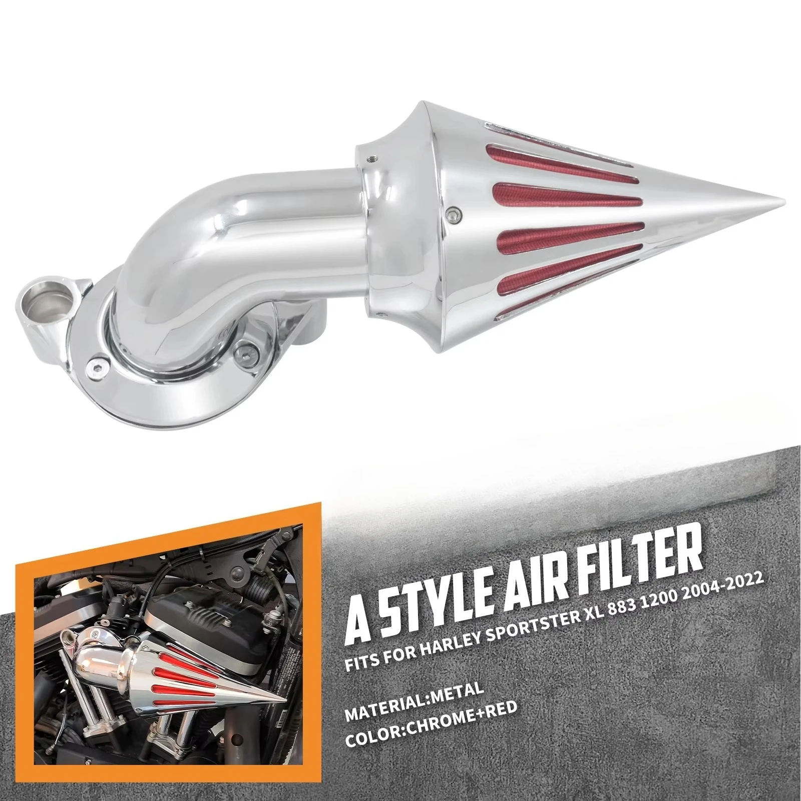 Motorcycle Spike Air Cleaner Intake Filter Kits For Harley Sportster XL48 72 883 1200 Iron Forty Eight Nightster 04-22