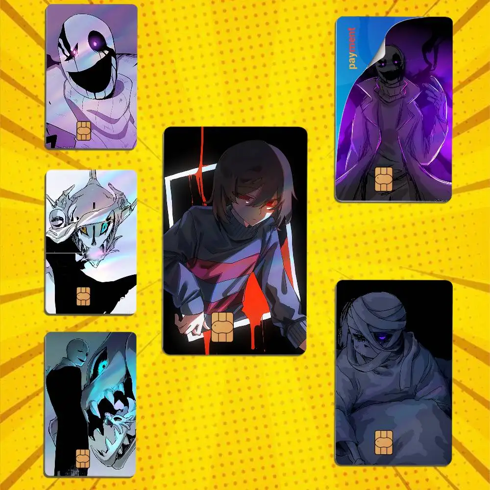 W D Gaster ULB Undertale Last Breath Sans Card Skin Stickers For Bank Card Bus Metro Card Sticker Waterproof Gift Holographic