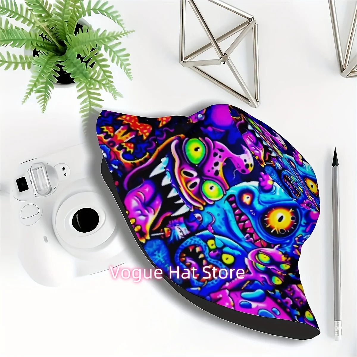1pc of Trendy Bucket Hat for All Seasons, Featuring Whimsical Night Light Creatures. This Unisex Hat Combines Style with a Playf