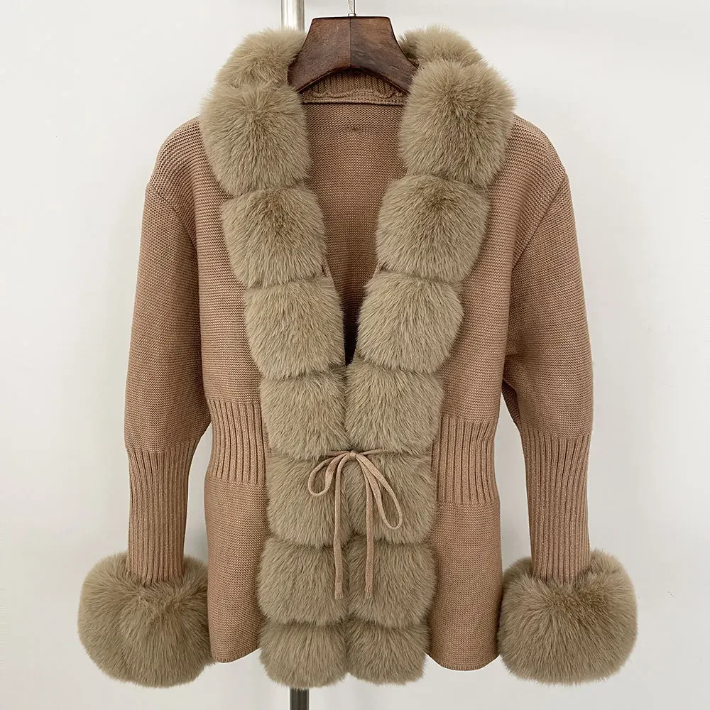 Faux Fur Sweater  New Spring Autumn Oversized Knitted Cardigan Women Fake Fur Jacket Fashion Artificial Fur Female Clothing