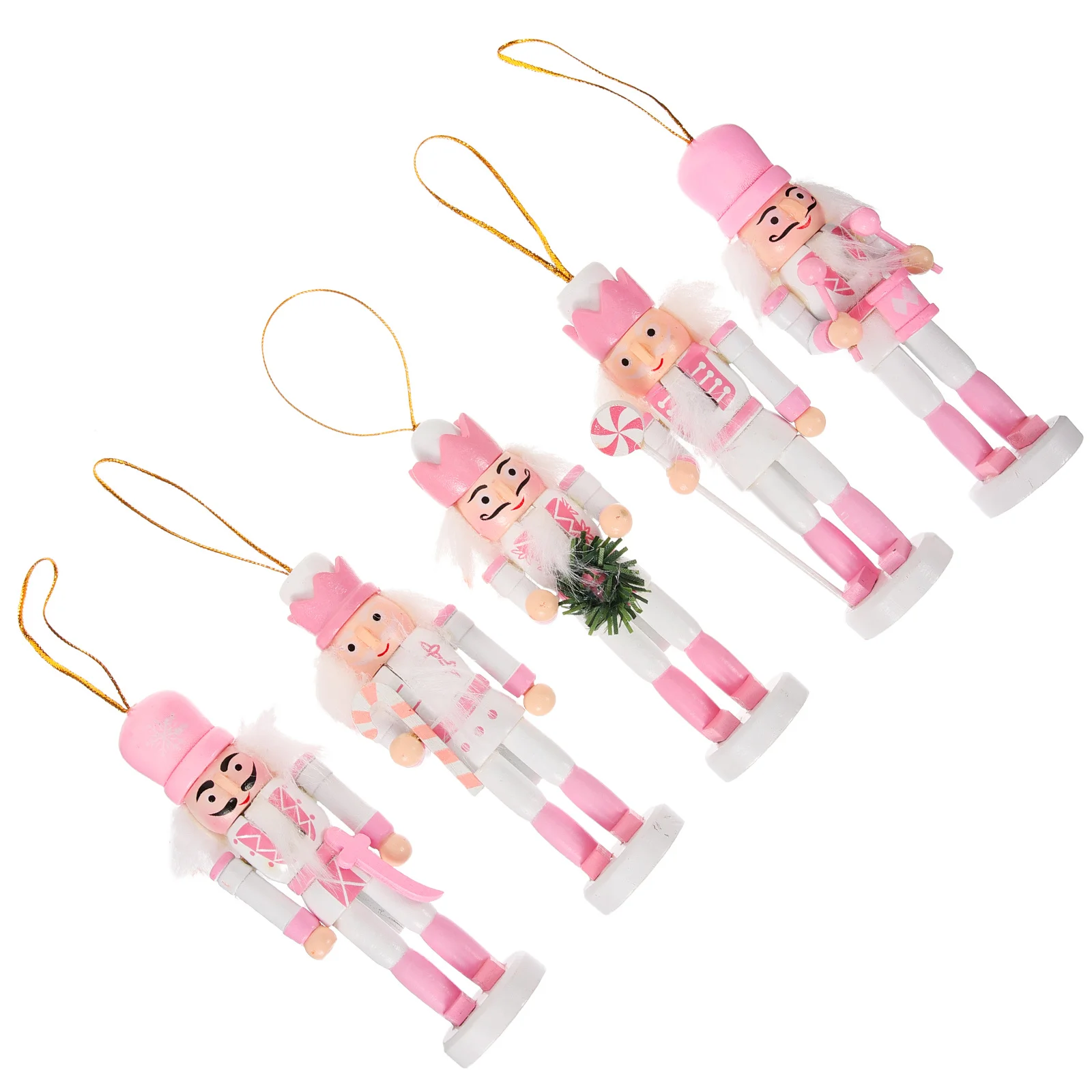 

5Pcs Wooden Nutcracker Puppet Classic Festival Decoration Craft for Desktop Hotel Lobby Christmas Party Ornament