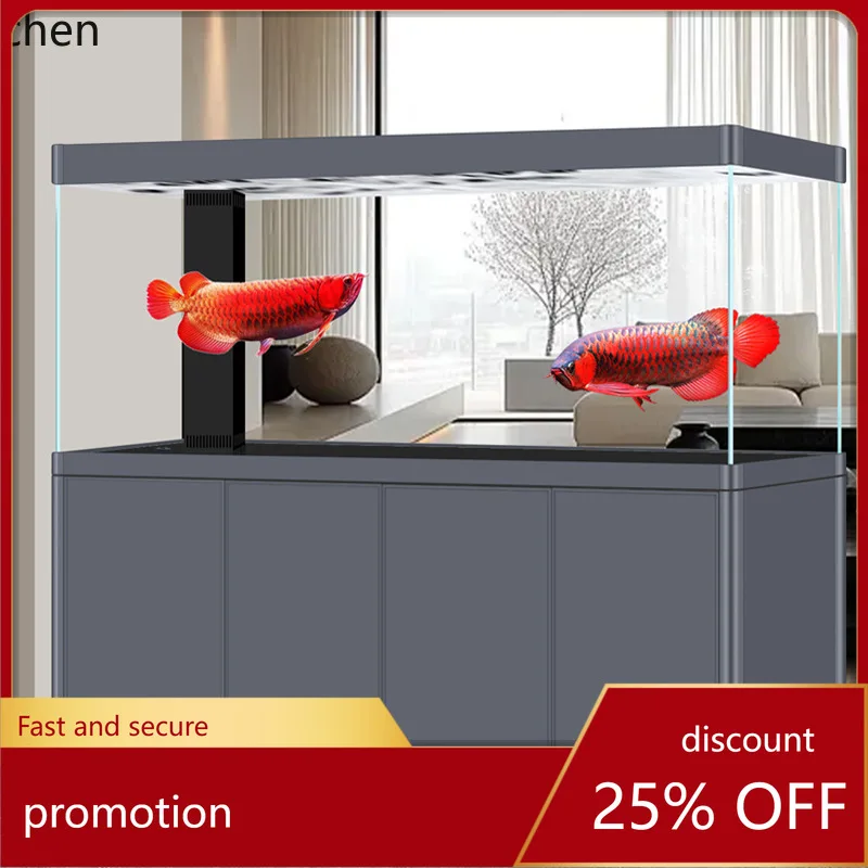 

YFY New Rounded Corner Aluminum Alloy Living Room Home Screen Office Bottom Filter Large Fish Tank No Need to Change Aquarium