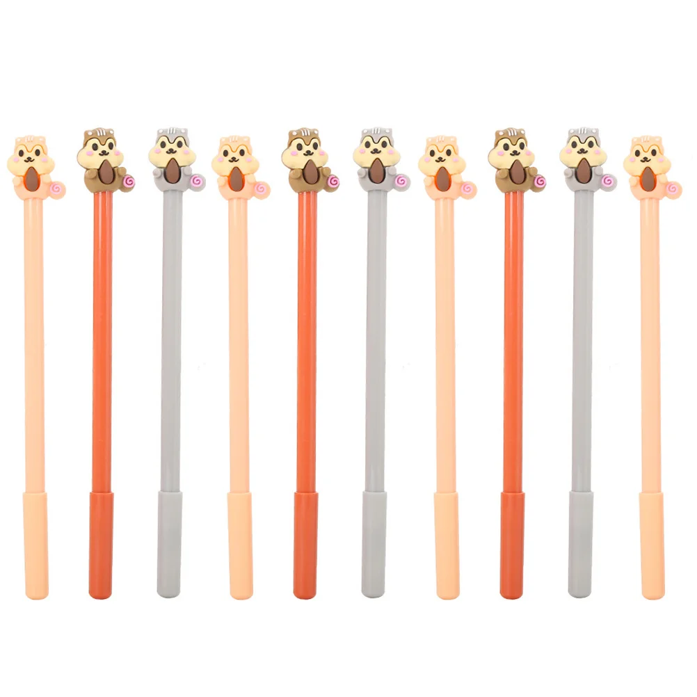 10 pcs Cartoon Squirrel Gel Pen Lightweight Student Writing Tool For School Office Learning Stationery Squirrel Shaped Roller