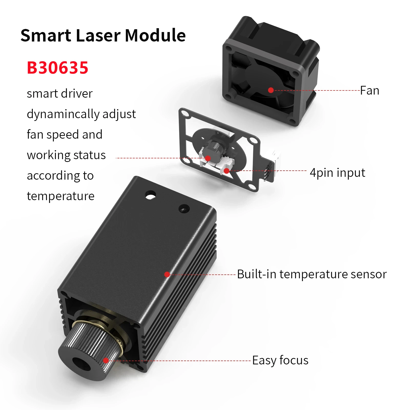 NEJE 20W Laser Module Head Kits 450nm/405nm Blue Light TTL Adjustable Focus for CNC Laser Cutter Engraver Suitable for 2/3/4PIN