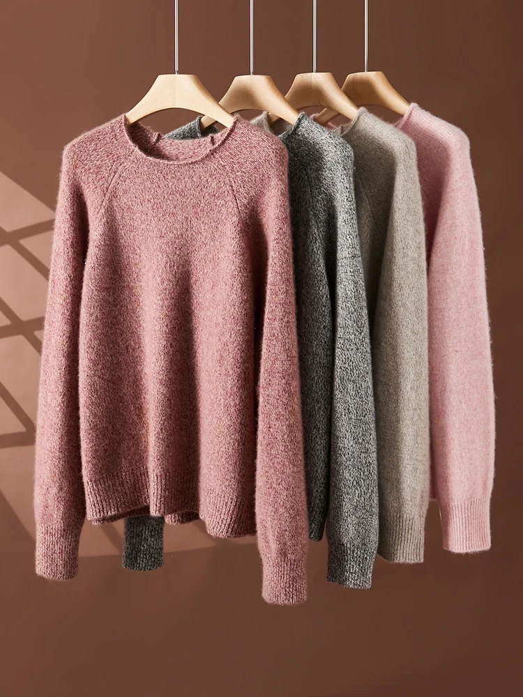 High Quality Women Pullover 100% Cashmere Sweater Autumn Winter Luxury Soft Casual Loose Cashmere Knitwear O-Neck Thick Warm Top