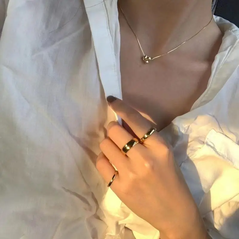 Classic Couple Rings Wedding Engagement Minimalist Simple Smooth Stainless Steel Ring For Women And Men Jewelry Gift Box