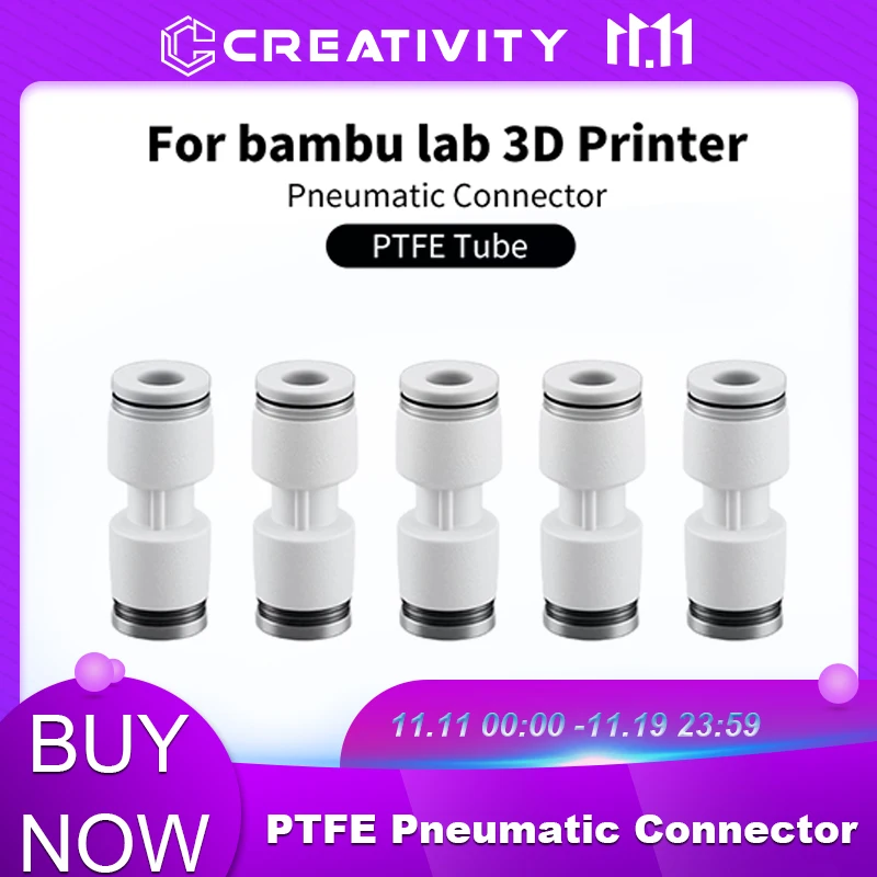 

3D Printer PTFE Pneumatic Fitting Tube Connector 1.75mm Filament Extruder Quick Connector for Bambu Lab X1 X1C P1P P1S
