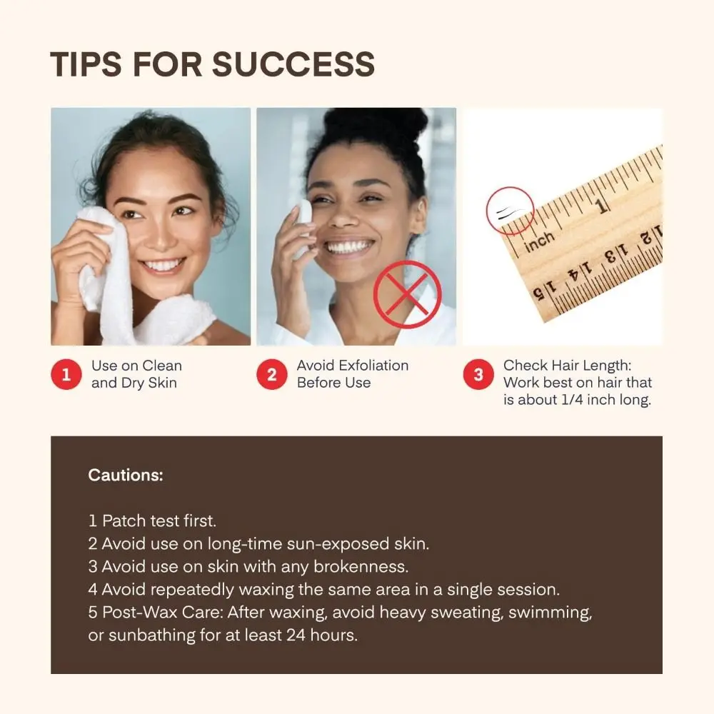 Natural Facial Wax Strips Vegan with 10 Wipes Waxing Hair Remover Kit Sensitive Skin Friendly Wax Hair Removal