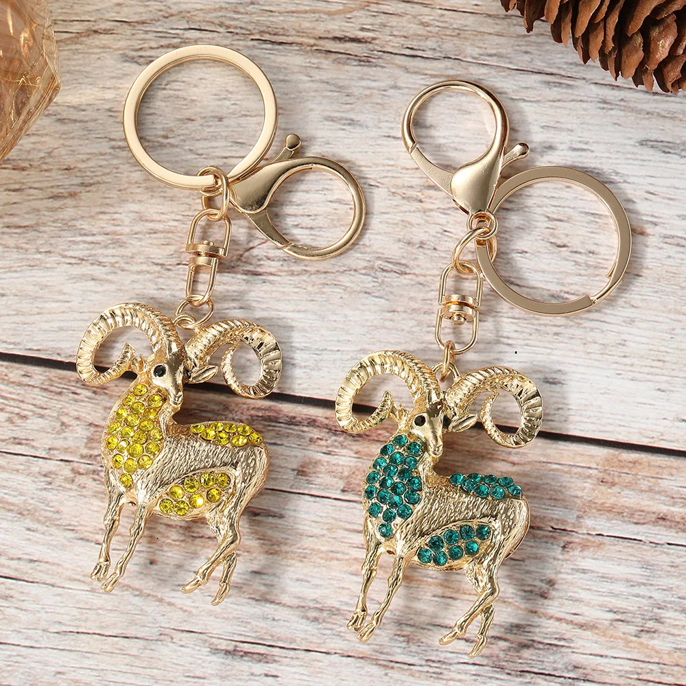 keychain gazelle Rhinestone Sheep Keychain With Shiny Crystals Great As Bag Pendant Key Holder Gift